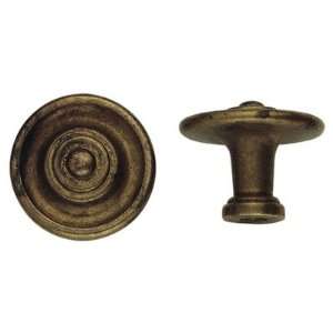  1900 Circa 1.18 Round Knob in Distressed Antique Brass 
