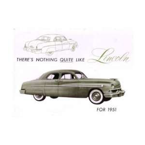  1951 LINCOLN Sales Brochure Literature Book Piece 