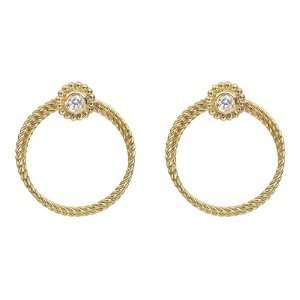    Bielka 18k Gold Twisted Wire Hoop Earclips with Diamond: Jewelry
