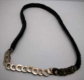 Sterling Silver & Leather Heavy Chain Belt MARKED 36!  