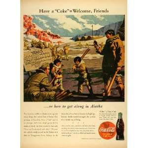  1943 Ad Coca Cola Co Alaska Children US Soldier Coke Soda 