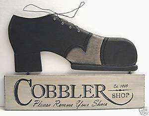 Cobbler Shop With Shoe Rustic Retro Old Style Wood Sign  