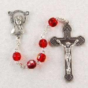  7mm Ruby Rosary, Red Aurora Beads Includes Gift Box 