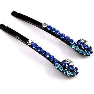    2 Rhinestone crystal fashion hair side clip pin wedding