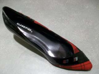 Classy Red Plaid & Black Patent Pumps/ Shoes/ 2 Heel 7  