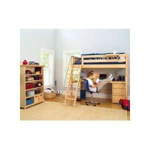  Maxtrix Kids Twin High Loft Bed with Long Desk and 3 1/2 