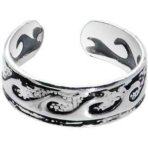  Sterling Silver 925 Nautical Wave Toe Ring Jewelry