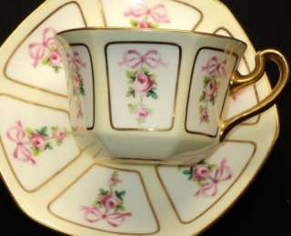 Minton Art Nouveau Rose & Ribbons Simply Tea cup and saucer  