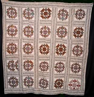 1900s HAND SEWN TIED PATCHWORK SHOO FLY QUILT  