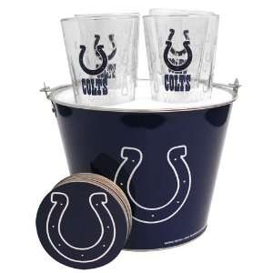  Indianapolis Colts NFL Metal Bucket, Satin Etch Pint Glass 