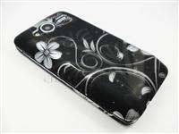 FOR HTC EVO SHIFT 4G WHITE FLOWER BLACK HARD COVER CASE  