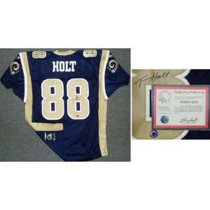  Torry Holt Signed Rams Reebok Authentic Navy Jersey 
