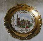 German Gold Leaf Plate, Cologne Cathedral Scene  