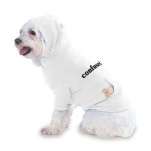  confused Hooded T Shirt for Dog or Cat LARGE   WHITE 