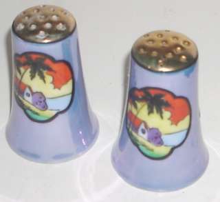   Vintage Hand Painted Japanese Lusterware Salt & Pepper Shakers