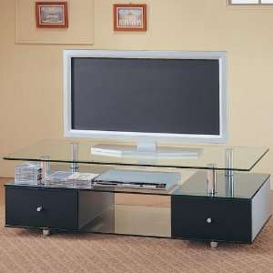  Glass Media Console with Drawers: Home & Kitchen