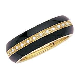   Diamond & Black Ceramic   Eternity Wedding Band Ring   Size 6 Jewelry