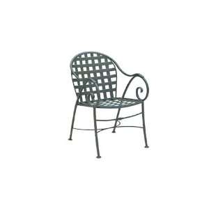 : Woodard Sheffield Wrought Iron Metal Arm Patio Dining Chair Smooth 