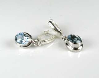Estate 925 Sterling Silver 4.30ctw Oval Cut Blue Topaz Dangle Earrings 