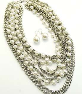 Victorian Pearl Chain Necklace Set (FREE CHUNKY RING)  