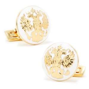  Gold and White Double Eagle Royal Insignia Cufflinks 