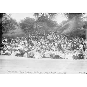   1908. photo Crowd watching folk dances at Van Cortlandt Park, New York
