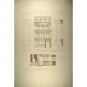  1860 Engraving Roman House Sgraffito Architecture Rome 