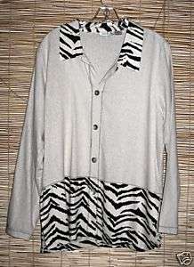 Selene Sport Silk Zebra Jacket Off White/Black EUC XL  