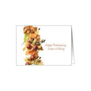 cousin & family Happy Thanksgiving fall foliage greeting card Card