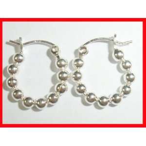   Sterling Silver Beaded Hoop Earrings #1970: Arts, Crafts & Sewing