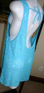 NEON BLUE lace Victorias Secret pool cover up bikini L  