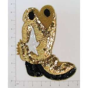 Cowboy Boot Applique   Gold   Medium *On Sale 