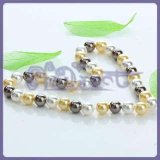 15.5 10MM Multicolor Sea Shell Pearl Bead Necklace  