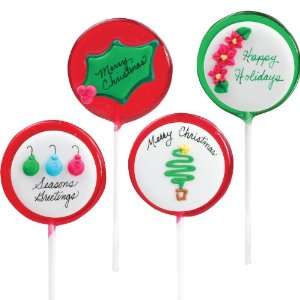 Holiday Greeting Hard Candy Lollipops Set of eight 3 different XMAS 