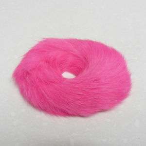 Pink Real Rex Fur ponytail holder hair band scrunchie  