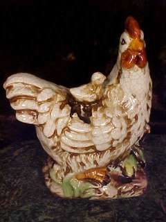 Crackle HEN Chicken & CHICKS Figurine FRENCH COUNTRY  