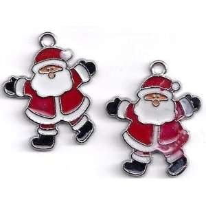   Santa (2) Jewelry/Charm/Silvertone & Enamel/Holidays 