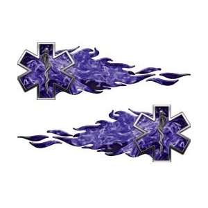  Star of Life Flame Decals Inferno Blue   4.75 h   17 w 
