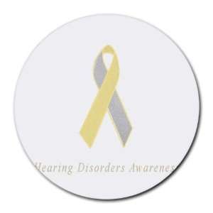  Hearing Disorders Awareness Ribbon Round Mouse Pad: Office 