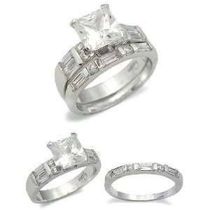  Princess Cut Cubic Zirconia Engagement and Wedding Rings 