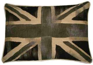 Union Jack Black & White Flag Oblong Tapestry Cushion  