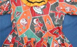 Original Vintage Halloween Costume Witch on Broom Bats Pumpkin 