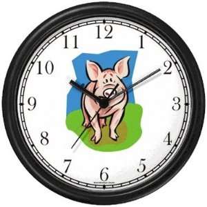 Cute Darling Pig Animal Wall Clock by WatchBuddy Timepieces (Slate 