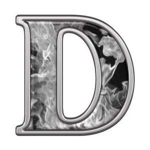 com Reflective Letter D with Inferno Gray Flames   3 h   REFLECTIVE 
