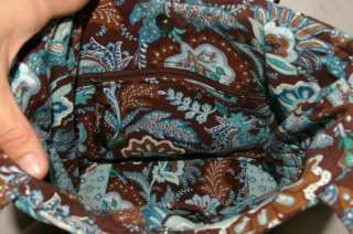 Vera Bradley Retired Java Blue & Brown Cotton Satchel Tote Handbag 