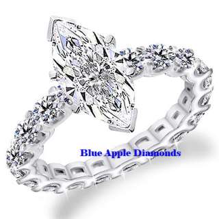 60Ct Marquise Diamond U Shape Eternity Band Ring I J GIA 18k White 