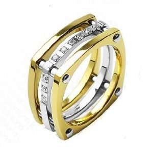   Wedding Ring IP Gold Plated Multi CZ Stones Band Ring Size 10  14 R133