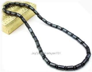 Black Magnetic Hematite Long Beaded Mans Necklace 18 inches