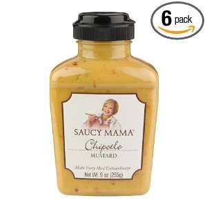 Saucy Mama Chipotle Mustard, 9 Ounce (Pack of 6)  Grocery 