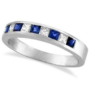   Diamond and Sapphire Wedding Ring Band in Palladium Allurez Jewelry